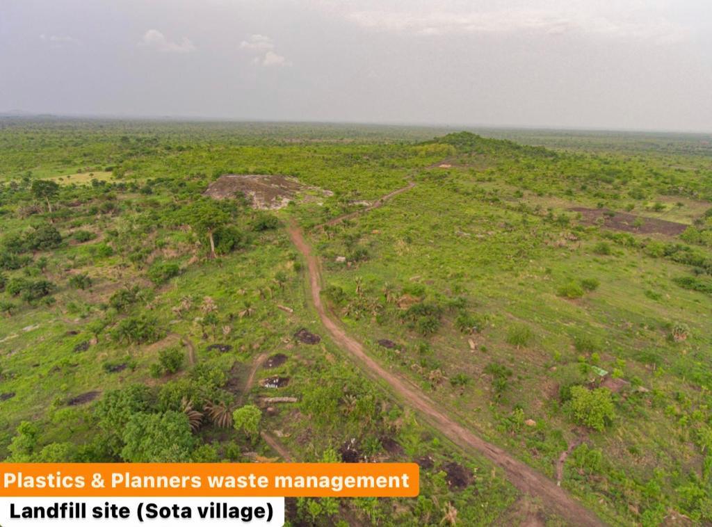 Plastics & Planners landfill site in Sota — aerial view